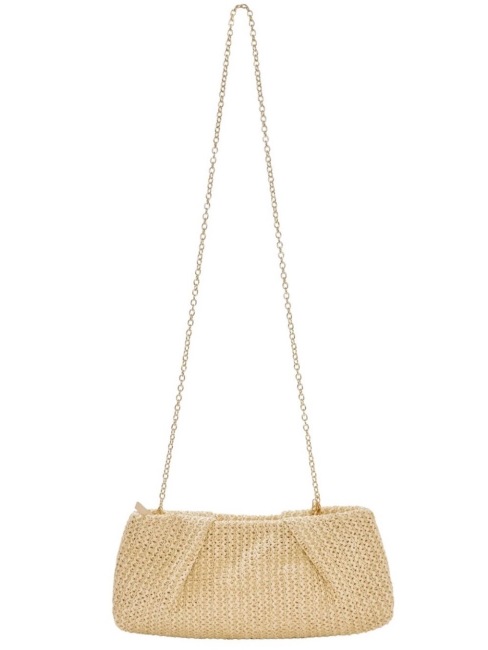 NWT Capittana Oversized Straw Raffia Clutch with Gold Strap